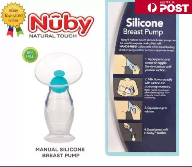 Nuby Manual Breast Pump Suction Silicone BPA-free Breastfeeding Baby Milk Saver