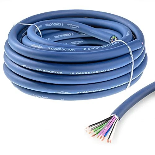 20 Feet 9-Conductor Speaker Cable 18AWG 100% OFC 4-Channel Speaker Wire and R...