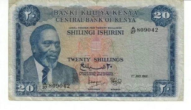 Kenya 20 Shillings 1968 Rare Banknote