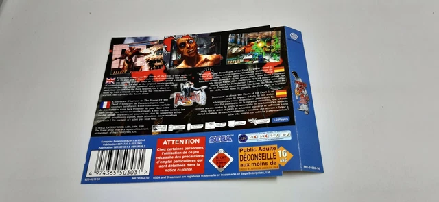 Jaquette Arrière Officielle Jeu Sega Dreamcast Shenmue - Version GER/ESP, état Correct
