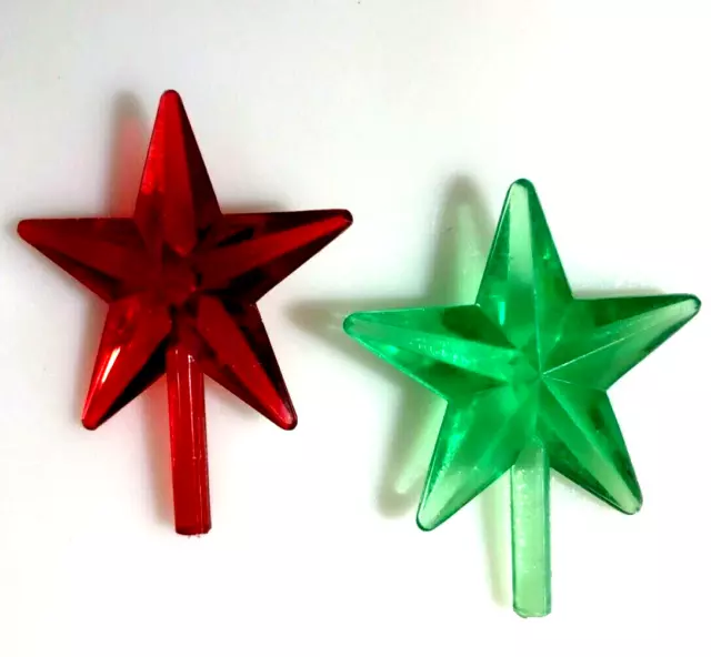 Classic Ceramic Christmas Tree Star Red Green Medium Toppers Vintage NARCO