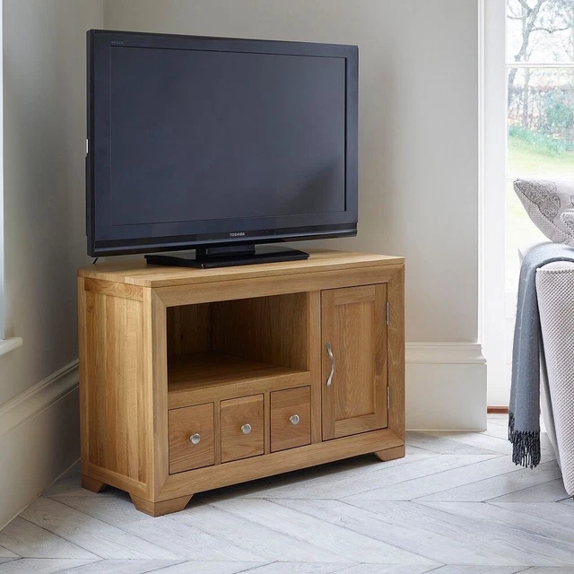 Sidmouth oak corner tv stand discount
