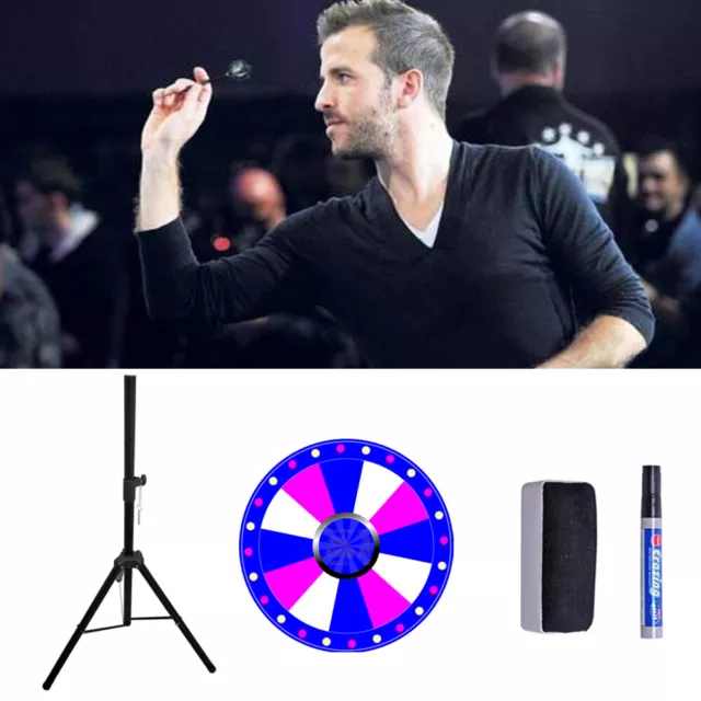 24" 12Slots Color Prize Wheel Dry Erase Fortune Spinning Win Game with Tripod