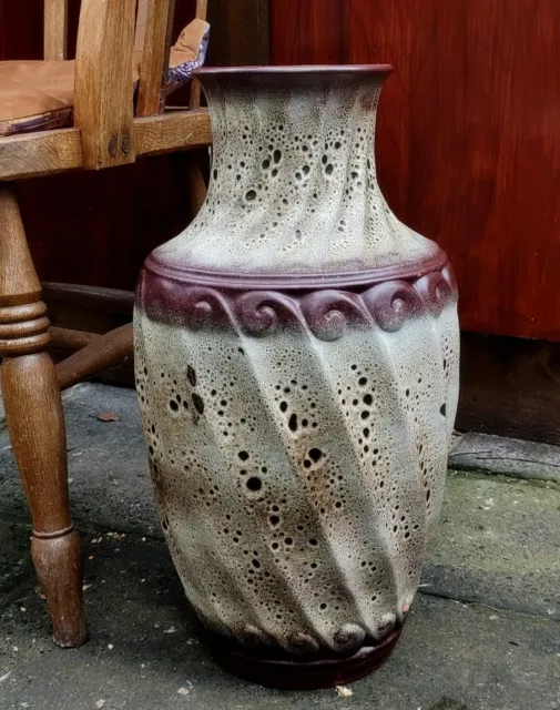 Huge West German Fat Lava Glazed Carstens Vintage 1960s Pottery Floor Vase - 20" 2