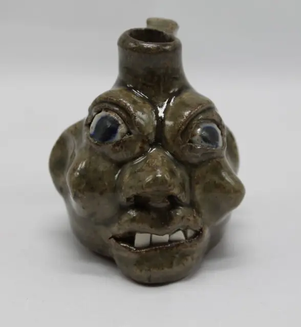 Grace Nell Hewell Mini Ugly Face Jug 2.75" Southern Appalachian Folk Art Pottery