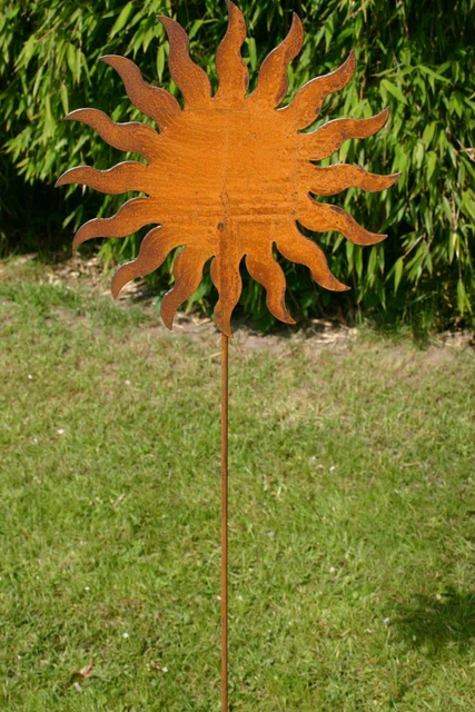GARTENSTECKER SONNE METALL Rost rostige Gartendeko Edelrost Groß