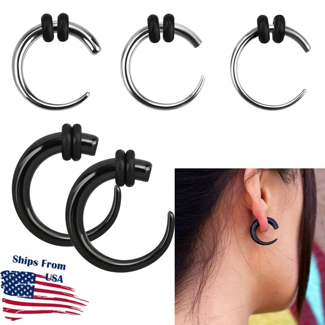 Pair Steel Curved Taper Gauges Ear Plug Pincher Metal Earring Expander Talon USA