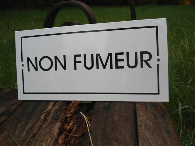 Plaque De Porte émaillée 'Non Fumeur' - Émail Véritable Cuit à 800°C - Fabriquée En France - Neuf