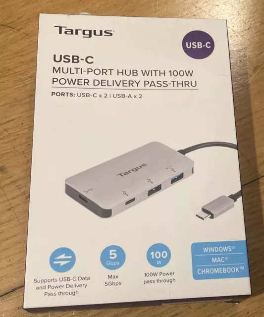 Targus USB-C Multiport Hub 100 W Power Pass Through ACH228 silberner Computer