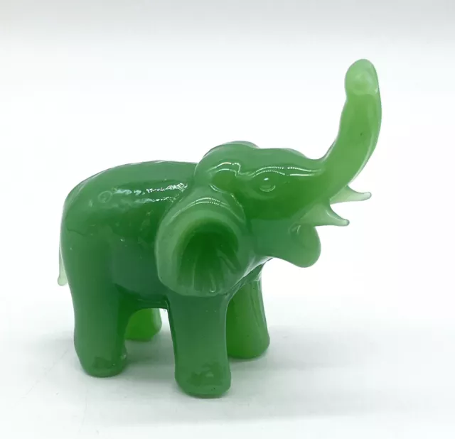 Green Jade Elephant Figurine