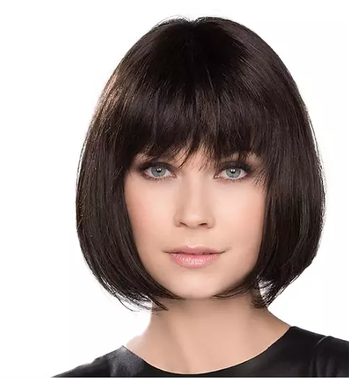 Dark Brown Bob Style With Bangs Wig For Women Full Wig