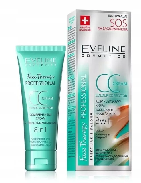 Eveline Profesional CC Crème Intégrale Apaisante Hydratante 8en1 Sos Rouges