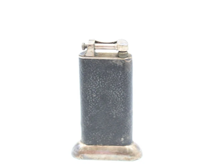 F Antique Art Deco Silver Plated Dunhill Leather Bound Table Lighter 210g