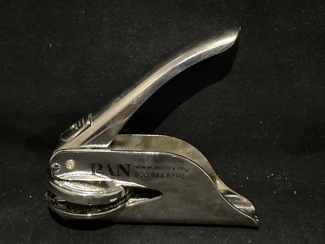 PAN - Notary Public Seal Stamp Embosser - Used Stamper - Chrome, Good Condition