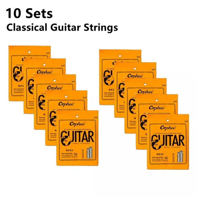 Orphee Set de cuerdas para guitarra clásica 10 unidades nailon plata calibre 28 45
