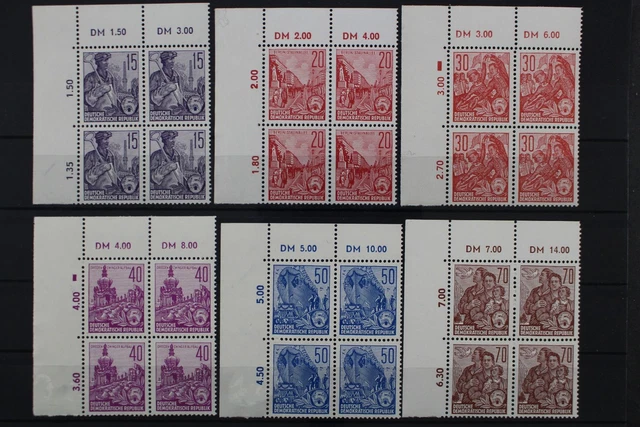 DDR, MiNr. 579-584 B, Viererblöcke, Ecke links oben, postfrisch / MNH - 653323