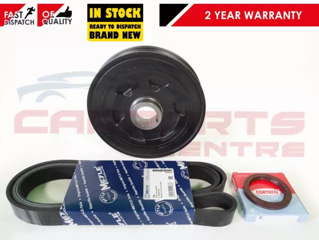 FOR HONDA ACCORD CIVIC CRV FRV 2.2 CDTi DIESEL CRANK SHAFT PULLEY + BELT + SEAL