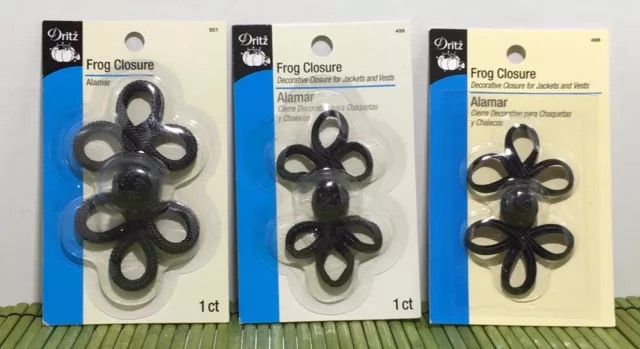 Lote de 3 #498-2 #501-1 suéteres chaquetas cinturón negro Dritz Frog Closure