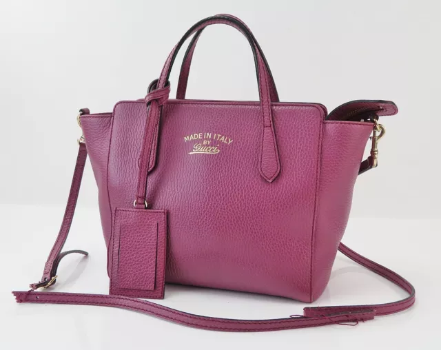 Auth GUCCI Purple Swing Leather Mini 2 Way Shoulder Bag Purse #55943 2