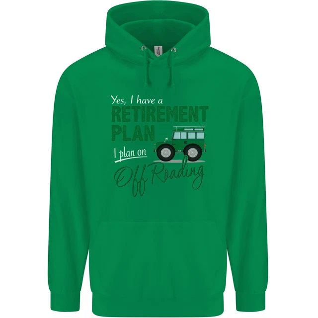 Felpa con cappuccio Retirement Plan Off Roading 4X4 Road divertente da uomo 80% cotone 7