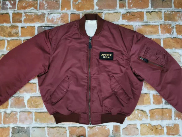 Avirex USA Vintage MA-1 Flyer Bomber Jacket Air Force Burgundy Size: XL Tip Top