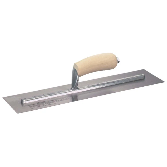 Marshalltown 4 In. x 18 In. High Carbon Steel Finishing Trowel with Curved Wood