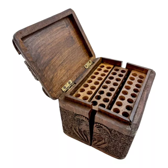 Early 19th century Anglo-Indian carved sandalwood cigarette holder dispenser box