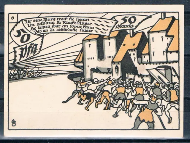Notgeldschein der Stadt Herne 1921,50 Pfg.,Nr. 6,Erh.: I-II