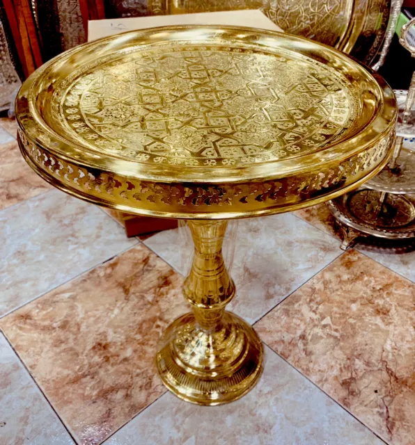 Moroccan Traditional Brass Tray Table