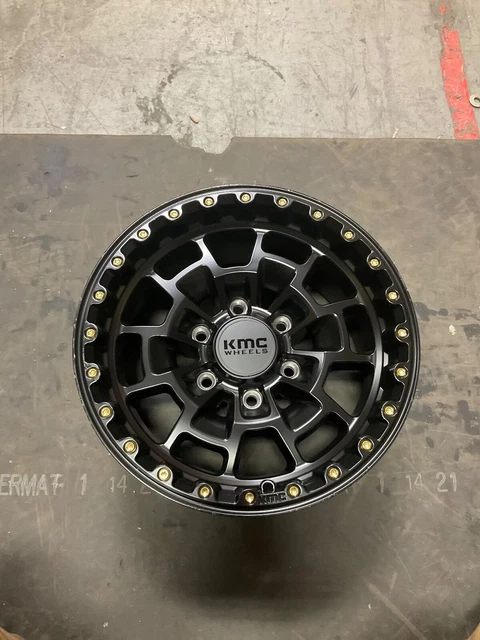 (Qty 1) KMC Wheel Summit 16"x8" Wheel 6x139.7 0mm Satin Black Light Scratches