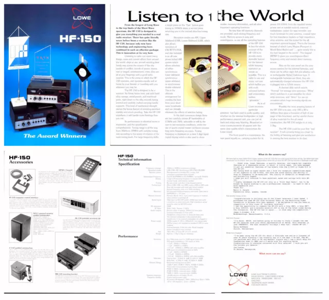 6 PAGE 8 1/2 x 11" HIGH QUALITY COLOR PHOTOS of BROCHURE for LOWE HF-150 RADIO