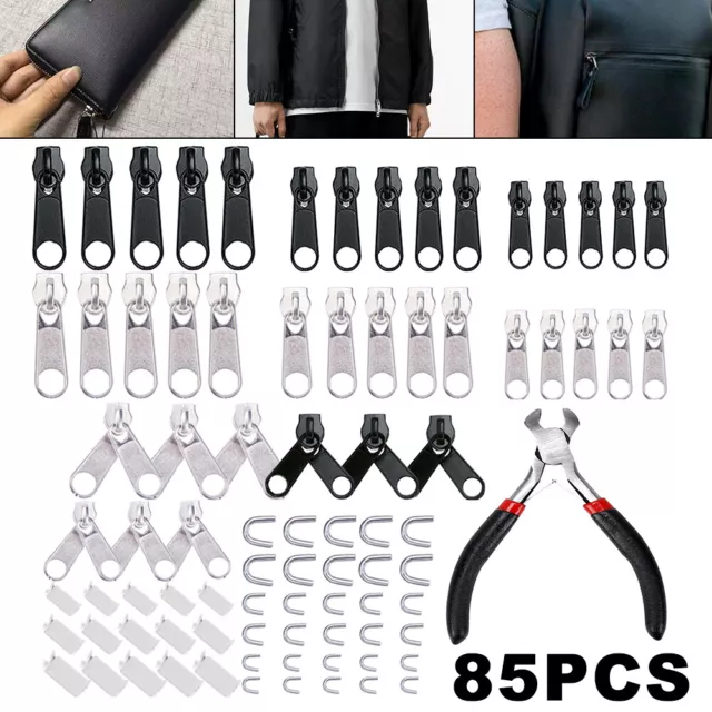 Zipper Repair with Replacement Zippers 85pcs[SP]-84pcs Zipper Install Pliers╏