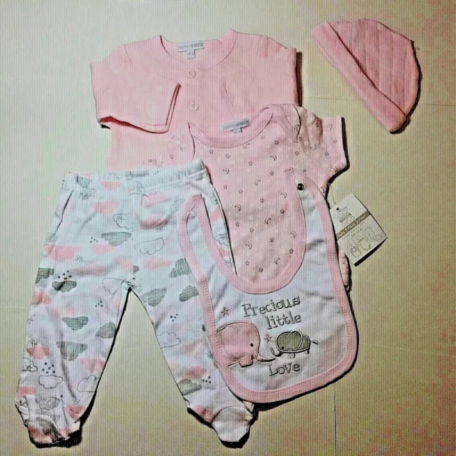 Baby Mädchen Layette 5-teiliges Set Jacke Weste Hut Handschuhe rosa Neugeborene