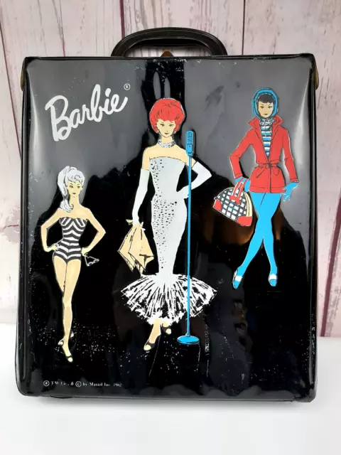 Mattel Barbie Doll Carry Storage Case Wardrobe Trunk Closet Vintage 1962 Black