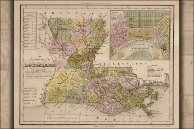 Poster, Many Sizes; Map Of Louisiana 1844
