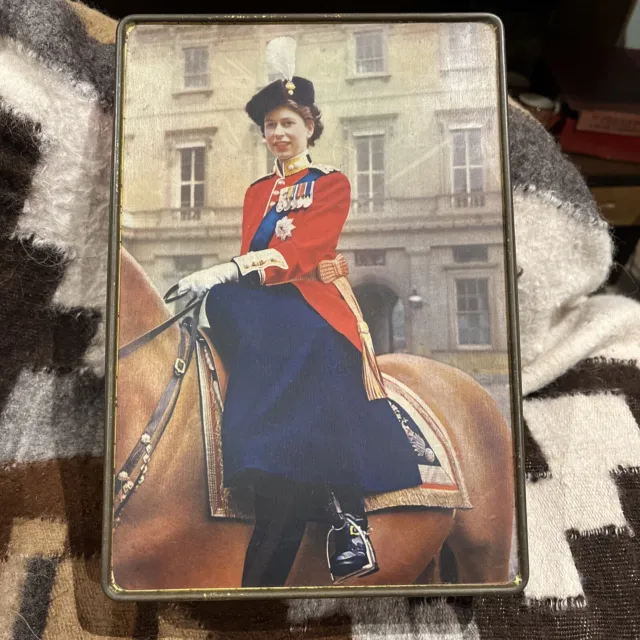 1950s Queen Elizabeth Photo Biscuit tin - Edward Sharp & Sons Of Maidstone Kent