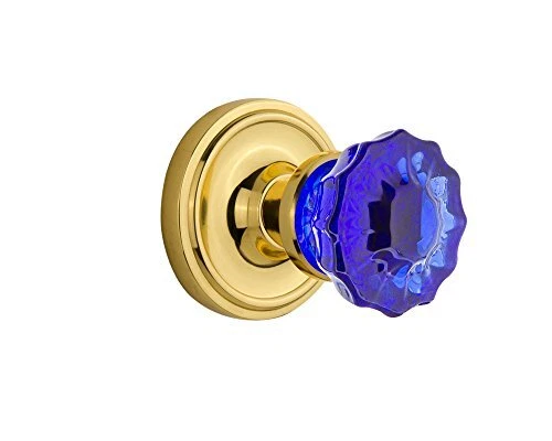 726086 Classic Rosette Interior Mortise Crystal Cobalt Glass Door Knob in Unl...