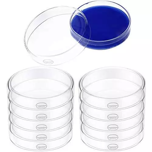 10 Packs Sterile Glass Petri Dishes Set High Borosilicate Lab Petri Plates wi...