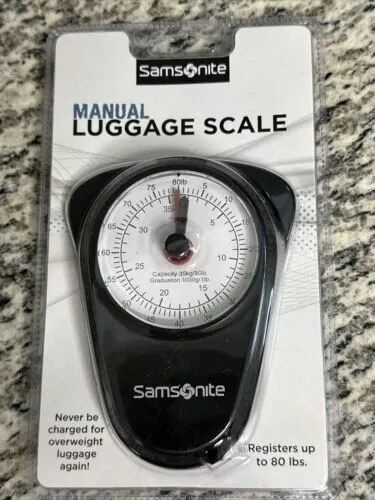 Samsonite Manual Luggage Scale, Black, Up To 80lbs Black