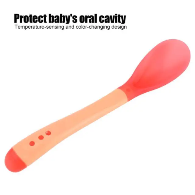 Cuchara de tenedor suave para niños pequeños fácil agarre vajilla detección de temperatura
