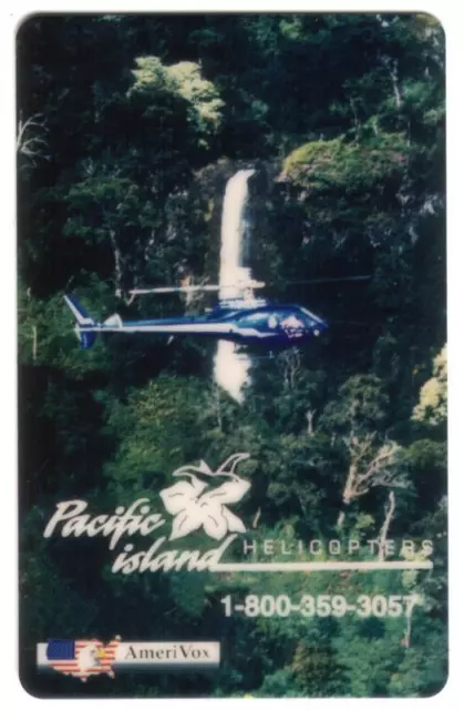 5m Pacific Island Helicopters: Helicopter & Forest Waterfall (03/94) Phone Card