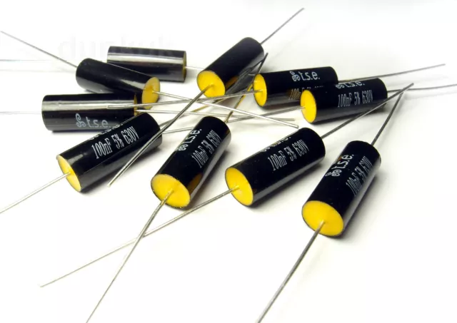 10x Capacitor 0.1uF 100nF 5% 630V DC Polypropylene Axial Metal Film Valve UK