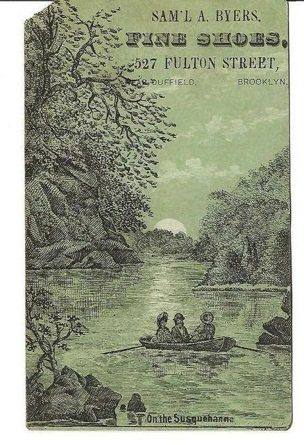 AM-142 NY, Brooklyn Sam'l Byers Fine Shoes Victorian Advertising Trade Card