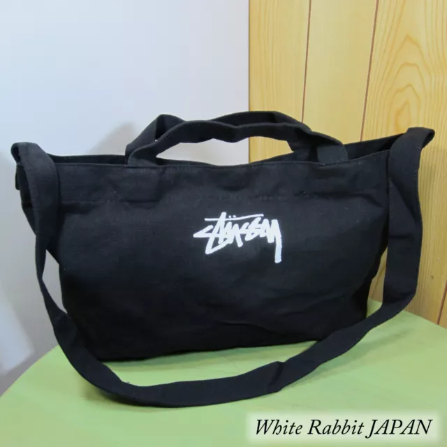 STUSSY Canvas Tote Bag Hand Bag Logo Print Black 2017 Spring Summer Collection