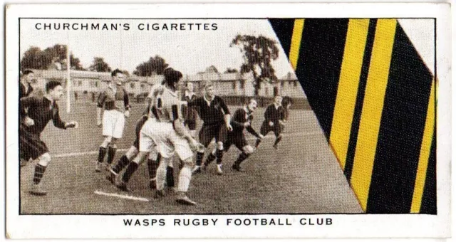 CHURCHMAN CIGARETTE CARD WELL KNOWN TIES 1935 No. 20 WASPS RUGBY CLUB EX.