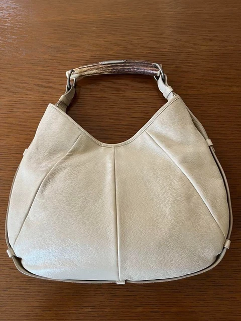 Yves Saint Laurent Rive Gauche Mombasa Hobo Bag Leather Beige Horn Handle  Vtg $380.00 - Picclick