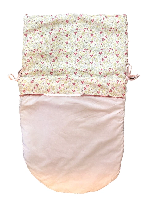Jacadi Newborn Baby Girl Padded Pink Cotton Floral Nest. Pram or Carry. RRP $250
