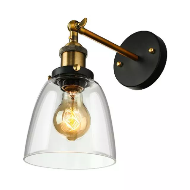 Vintage Industrial Clear Glass Shade Wall Mounted Lamp Farmhouse Wall Sconce