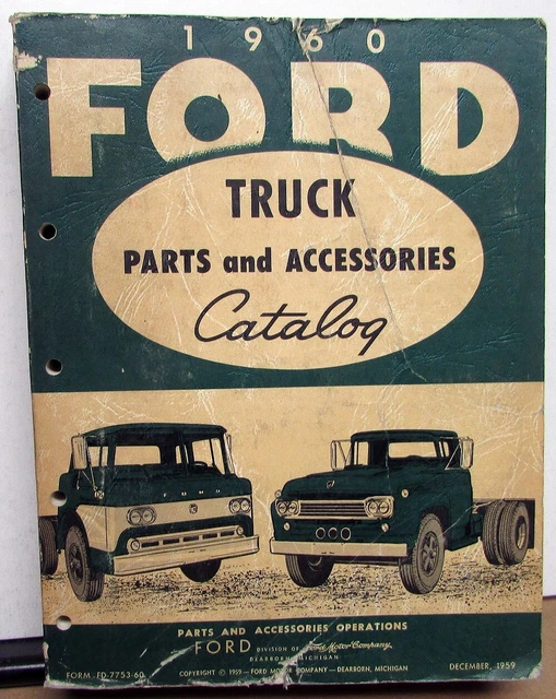 1960 FORD TRUCK Parts and Accessories Catalog Book Pickup Heavy Duty Tilt Cab 60 179.52