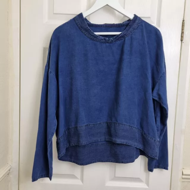 Elemente Clemente Blue Denim Chambray Top Blouse Lagenlook Size 2 / UK 10